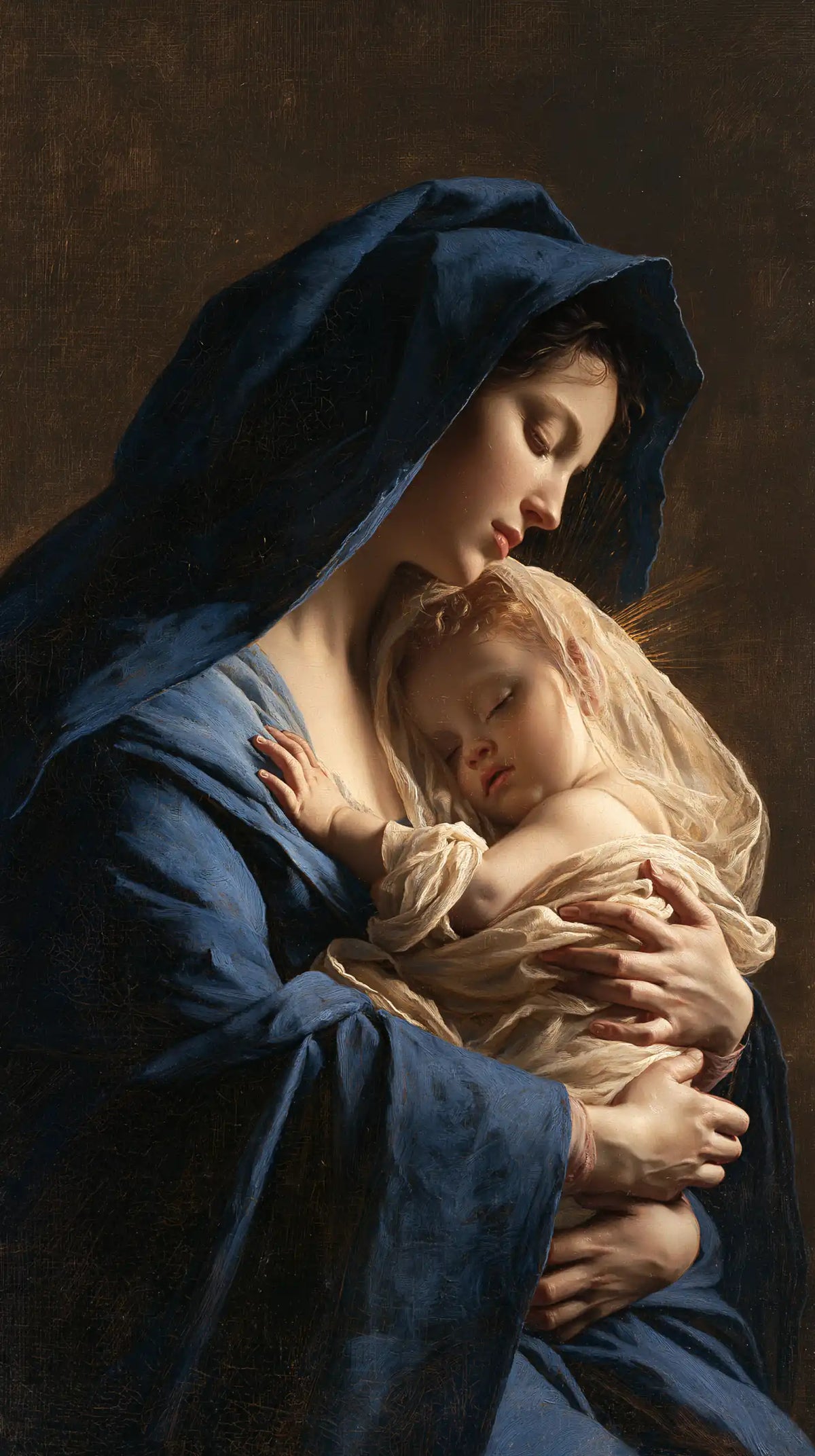 The Virgin and Child — Rest in Hands Entwined with Blue
