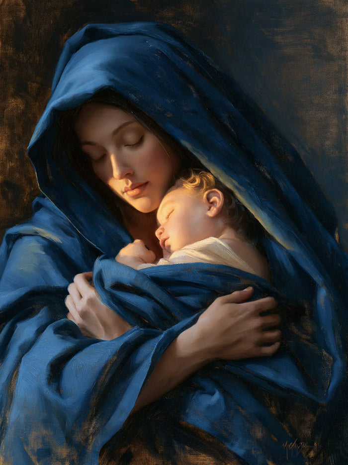 The Virgin and Child — Arms Crossed Over the Blue Shelter
