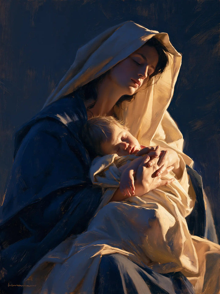 The Virgin and Child — Rest Within the Golden Veil Fold