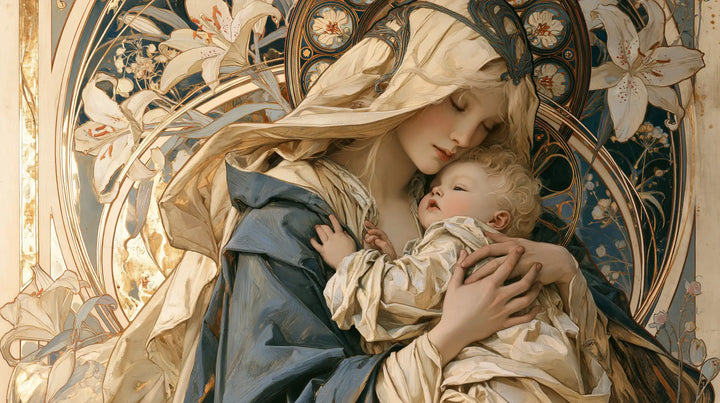 The Virgin and Child — A Kiss Beneath Floral Medallions