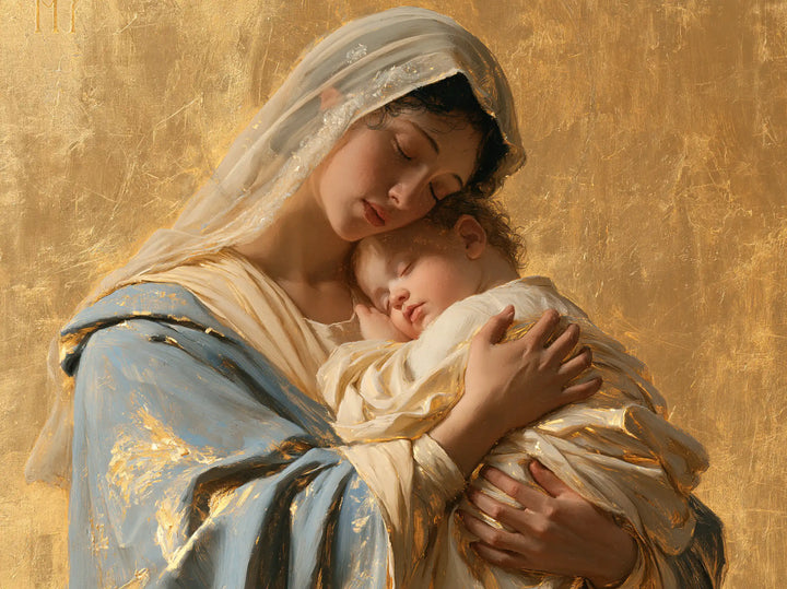 The Virgin and Child — Rest upon Gold-Flecked Blue