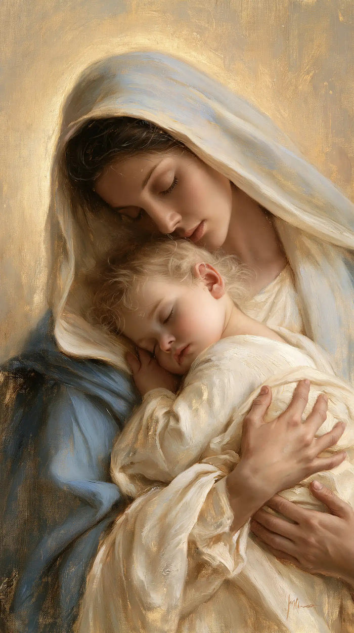 The Virgin and Child — The Peaceful Brow Beneath the Rounded Veil