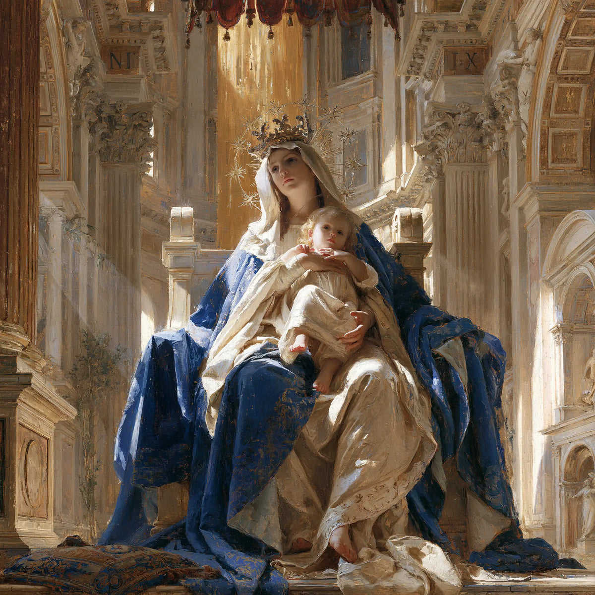 Virgin Mary and Child Jesus - Sacred Monumental View · Square n° 9
