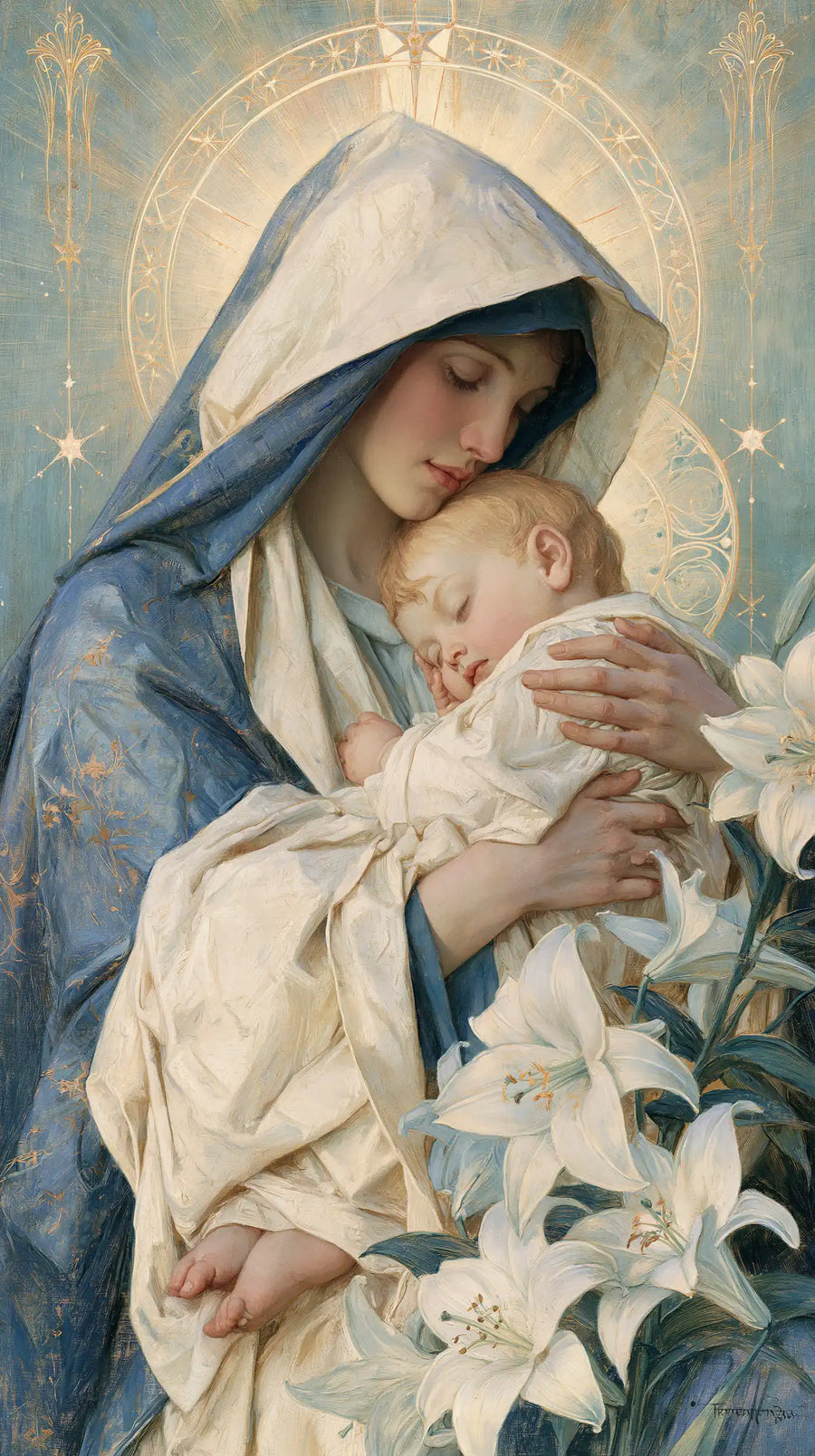 Virgin Mary and Child Jesus - Symbolist · Portrait n° 14