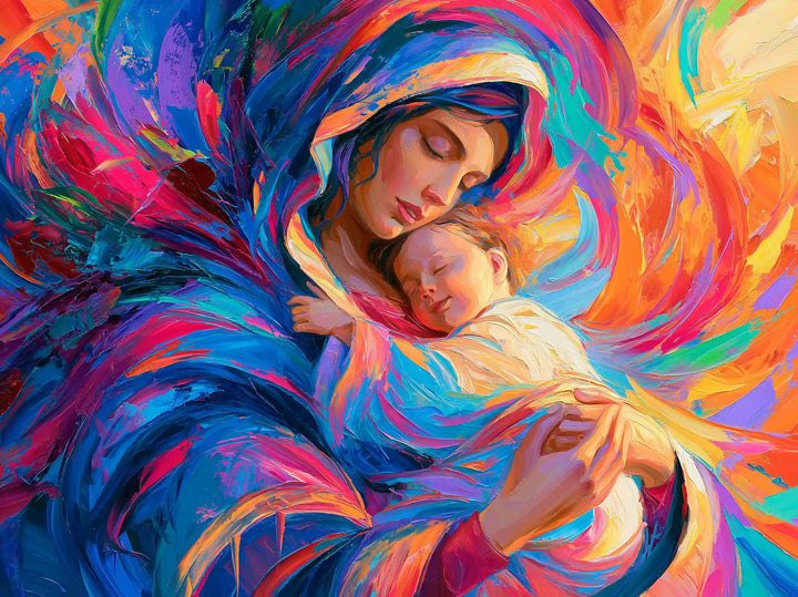 The Virgin and Child — A Tender Embrace in Radiant Colour