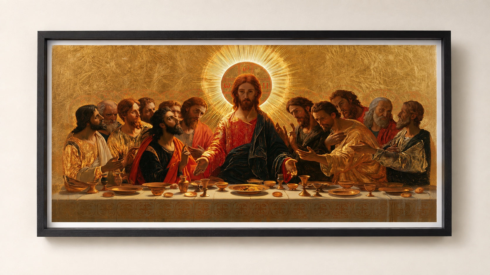 Derselbe Last Supper Fine Art-Druck in einem tiefschwarzen Box-Rahmen