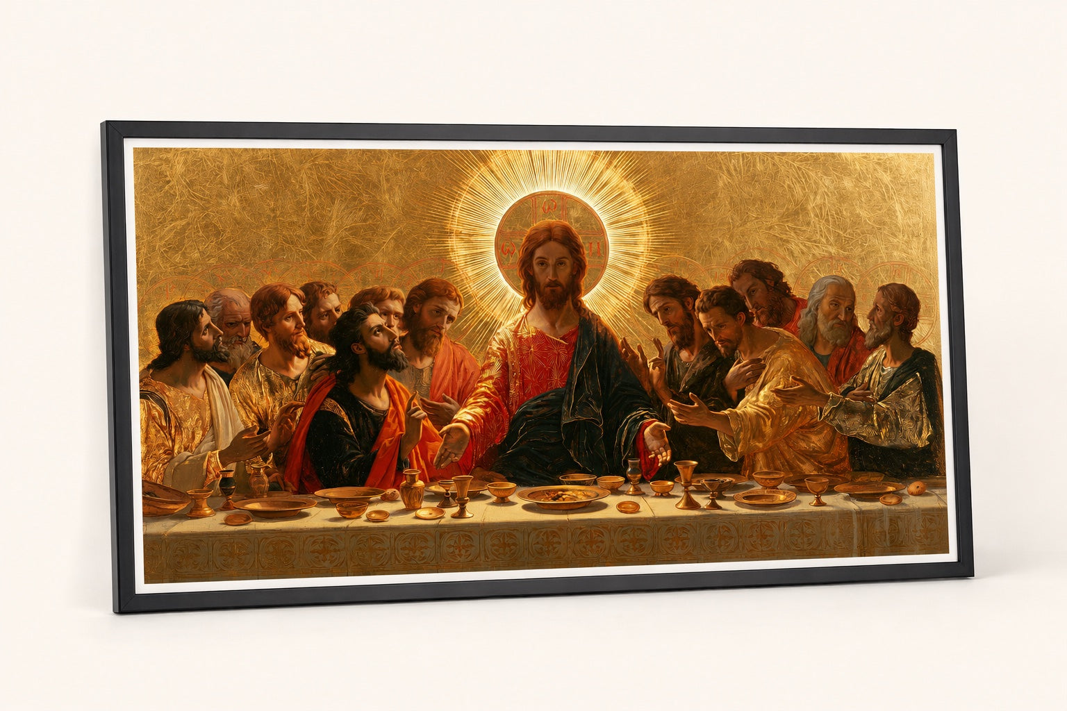 Der gleiche Last Supper Fine Art Druck in einem schlanken schwarzen klassischen Rahmen