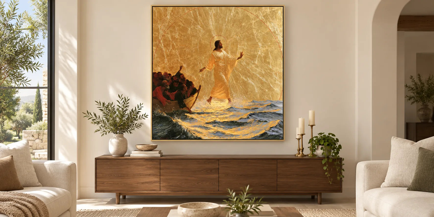 Jesus Walking on Water - Midnight Blue Chiaroscuro